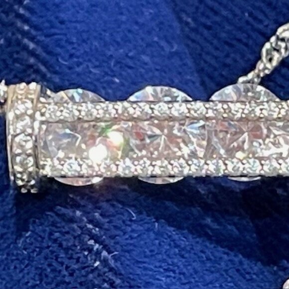 STERLING SILVER & CUBIC ZIRCONIA DESIGNER NECKLACE Fuzion Creations NEW 85 Gems - Picture 5 of 16